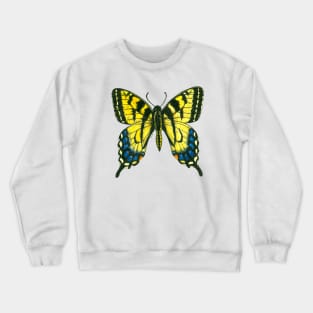 Tiger swallowtail butterfly watercolor and ink art Crewneck Sweatshirt